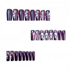 Kentrim Jelly Glue Purple Kentrim Skull & Roses Medium Coffin Press On Nails - 24 Pieces (12 Sizes)