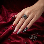 Kentrim Jelly Glue Red Kentrim Red Black Spider Web Superhero Coffin Press On Nails - 24 Pieces (12 Sizes)