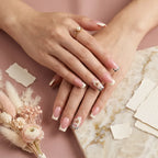 Kentrim Jelly Glue Pink Kentrim Leopard Print French Tip with 3D Flower Press On Nails - 24 Pieces (12 Sizes)