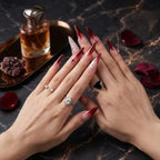 Kentrim Jelly Glue Red Kentrim Burgundy Blood Flame Dragon Cross Stiletto Press On Nails - 24 Pieces (12 Sizes)