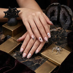 Kentrim Jelly Glue Black Kentrim Ghost Heart Spider Web Coffin Halloween Press On Nails - 24 Pieces (12 Sizes)