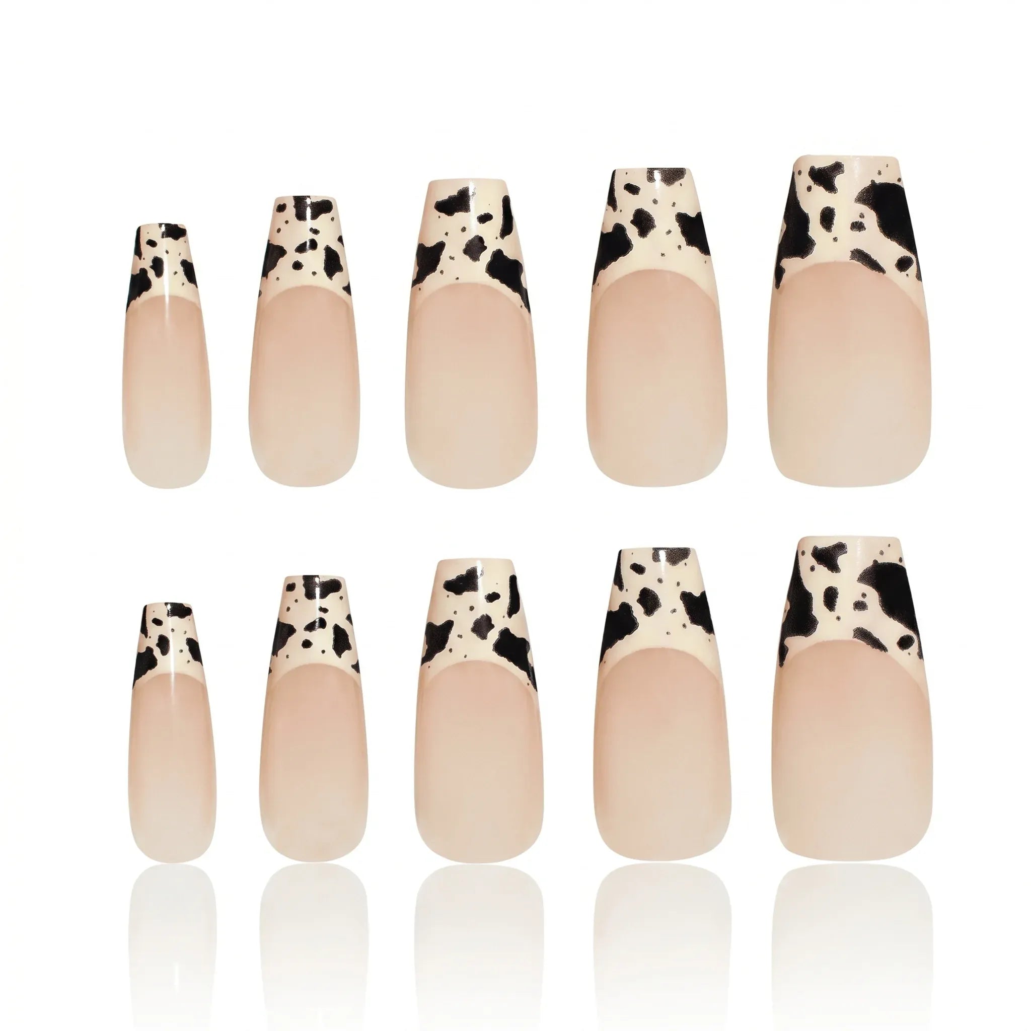 Cow Print Press On Nails – French Tip Collection 30 Pieces (15 Sizes) Secondary image