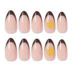 Press on Nails Kentrim Sports Team Logo Almond Press On Nails - 30 Pieces (15 Sizes) Brown