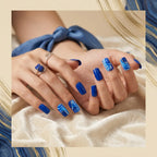 Kentrim Jelly Glue Blue Kentrim Klein Blue Marble Medium Square Press On Nails - 24 Pieces (12 Sizes)