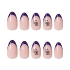 Kentrim Jelly Glue Purple Kentrim Team French Tip Press On Nails - 30 Pieces (15 Sizes)
