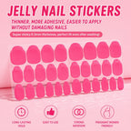 Nail Adhesive Tabs | Jelly Sticky Pads for Reusable Press On Nails, 24 Pcs, 15 Sizes