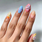 Kentrim Pastel Floral 3D Press On Nails- 10 Pieces (Single Size)