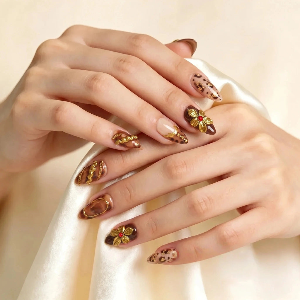 Kentrim Tortoiseshell Almond Press On Nails- 10 Pieces (Single Size)