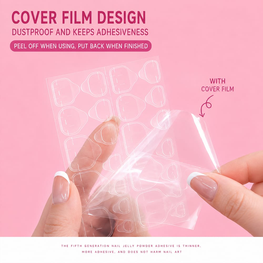 Nail Adhesive Tabs | Jelly Sticky Pads for Reusable Press On Nails, 24 Pcs, 15 Sizes