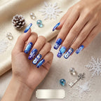 Kentrim Jelly Glue Blue Kentrim Christmas Snowman & Snowflake Medium Square Press On Nails - 24 Pieces (12 Sizes)