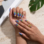 Kentrim Jelly Glue Green Kentrim Neon Lightning Multicolor Medium Square Press On Nails - 24 Pieces (12 Sizes)