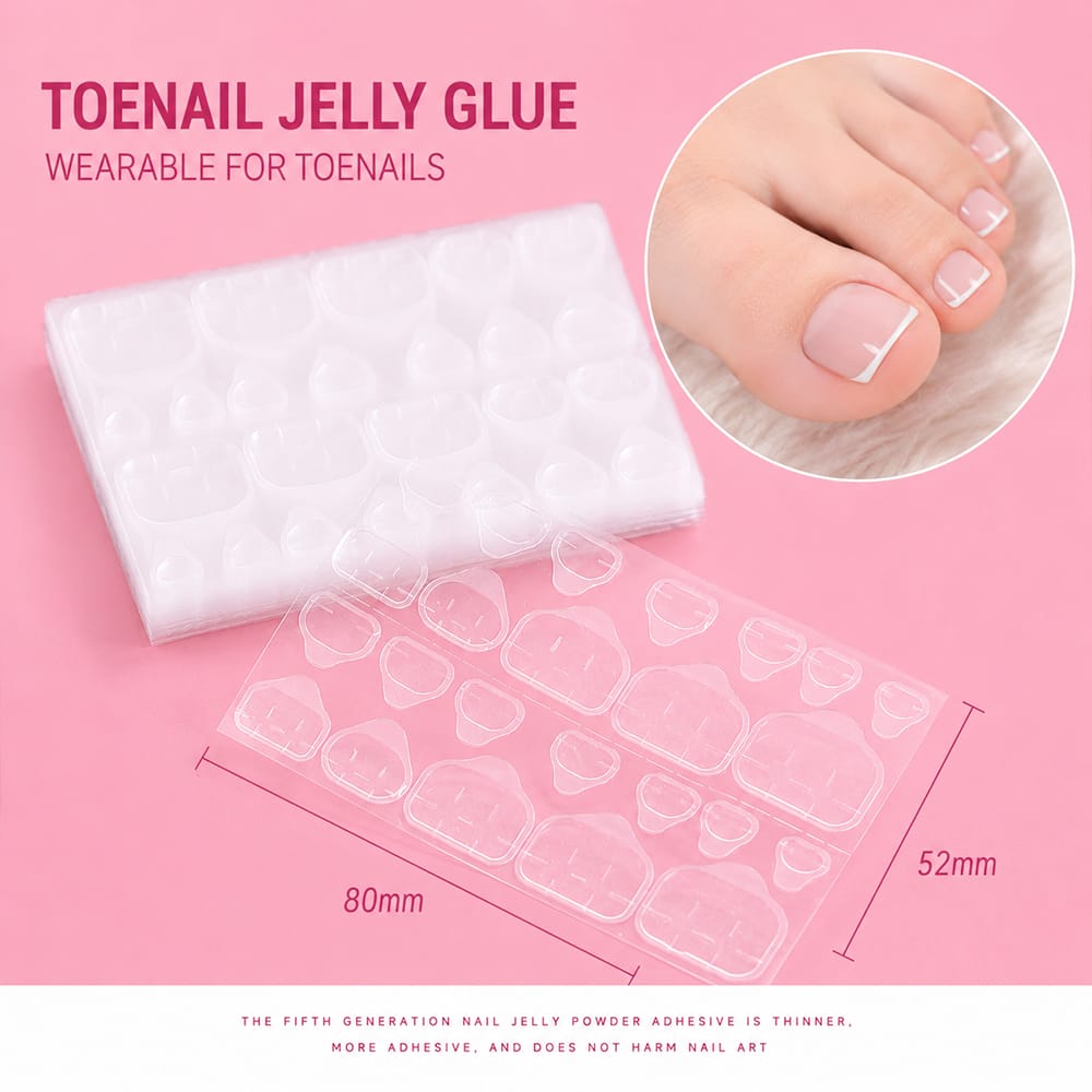 Nail Adhesive Tabs | Jelly Sticky Pads for Reusable Press On Nails, 24 Pcs, 15 Sizes