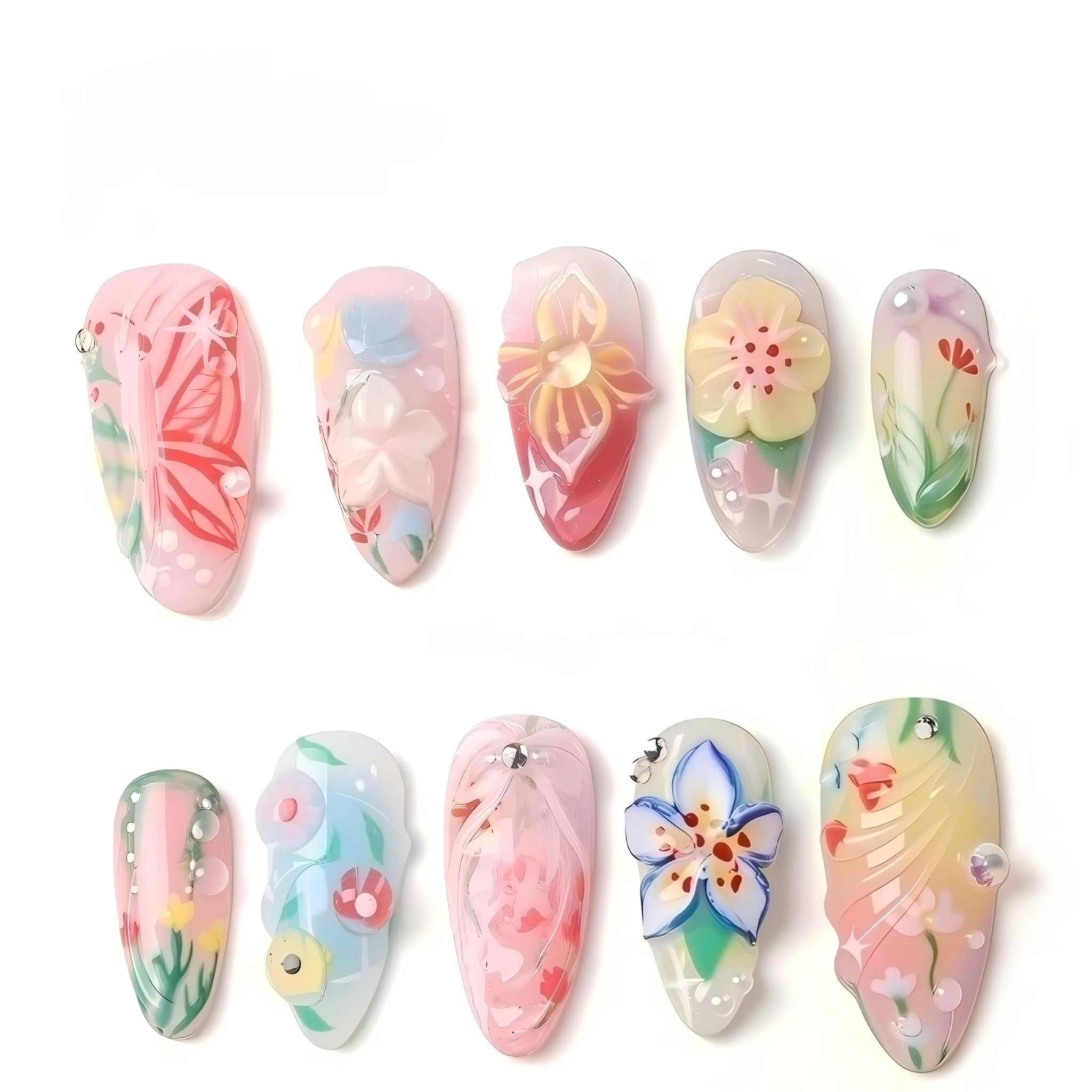 Kentrim Pastel Floral Press On Nails - 10 Pieces (Single Size) Main image