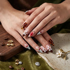 Kentrim Jelly Glue Pink Kentrim Tortoiseshell Zebra Cherry Floral Press On Nails - 24 Pieces (12 Sizes)