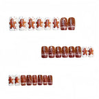 Kentrim Jelly Glue Brown Kentrim Gingerbread Man Christmas Press On Nails - 24 Pieces (12 Sizes)