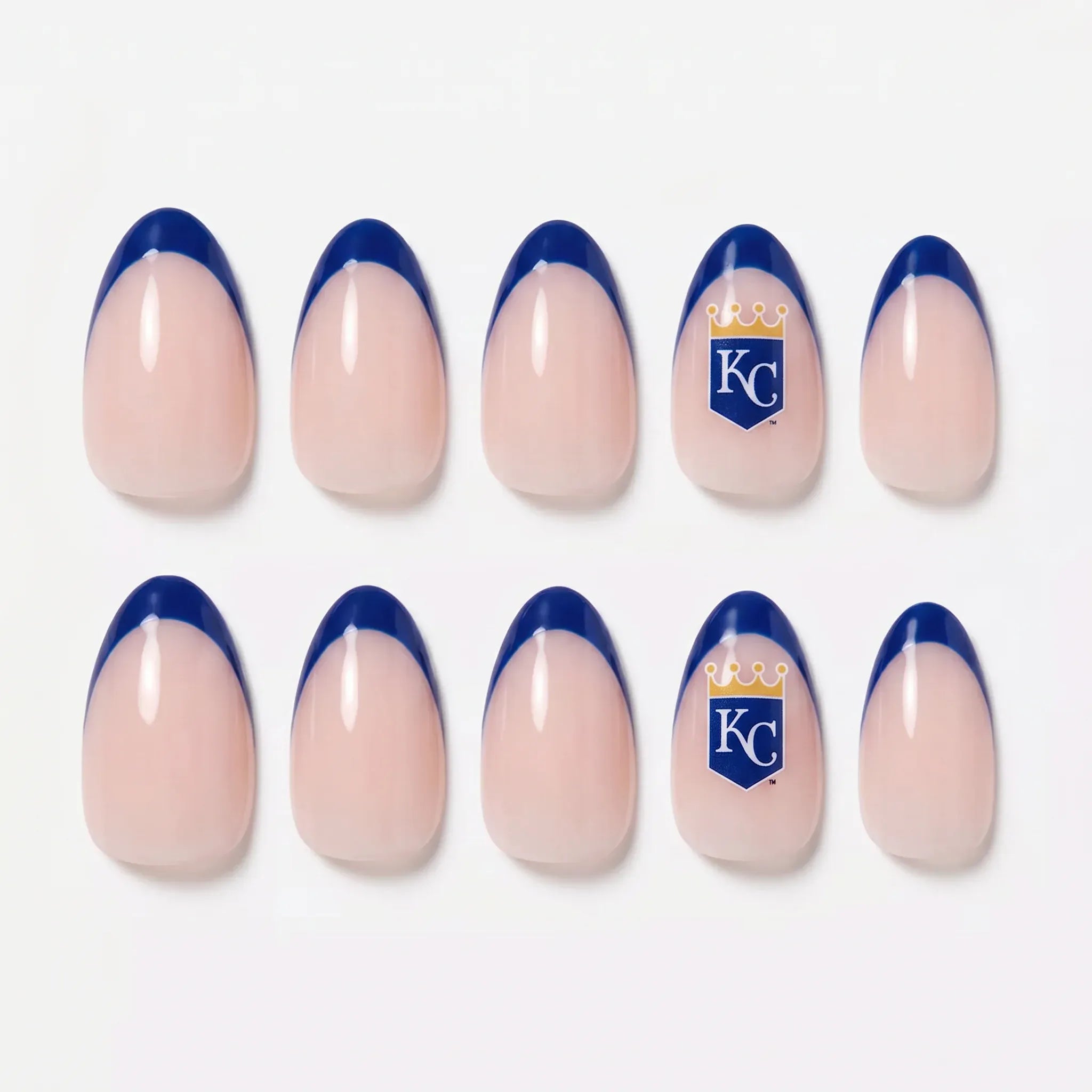 Kentrim Jelly Glue Light blue Kentrim Team French Tip Press On Nails - 30 Pieces (15 Sizes)