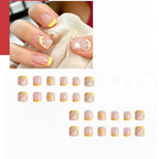 Kentrim Lemon French Tip Short Square Press On Nails - 24 Pieces, 12 Sizes