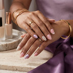 Kentrim Jelly Glue Pink Kentrim Pink & White Polka Dot with Shell Texture Press On Nails - 24 Pieces (12 Sizes)