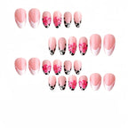 Kentrim Pink Leopard French Tip 3D Flower Medium Almond Press On Nails - 24 Pieces, 12 Sizes