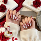 Kentrim Red Corset Long Almond Press On Nails - 10 Pieces (Single Size)