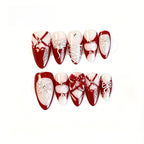 Kentrim Red Corset Long Almond Press On Nails - 10 Pieces (Single Size)