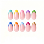Kentrim Rainbow French Tip Press On Nails - 24 Pieces, 12 Sizes