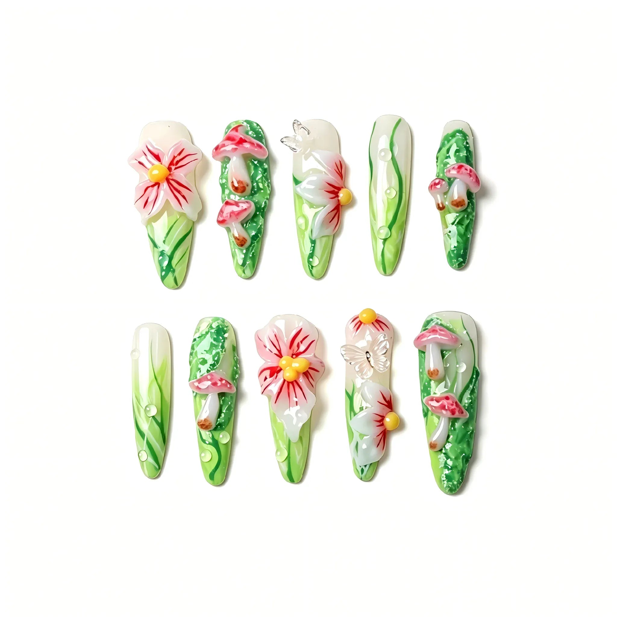 Enchanted Garden Press On Nails – Dreamy Floral Collection 10 Pieces (Single Size) Secondary image