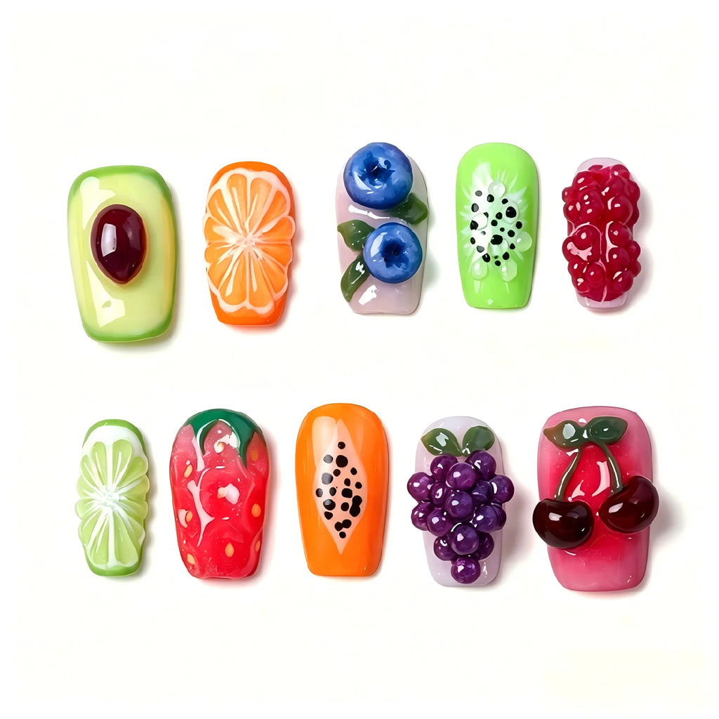 Kentrim Fruit Fiesta Press On Nails- 10 Pieces (Single Size)