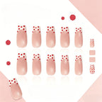 Kentrim Jelly Glue Pink Kentrim Red Polka Dot French Tip Press On Nails - 30 Pieces (15 Sizes)