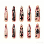Kentrim Jelly Glue Red Kentrim Red Splatter Gothic Letter Press On Nails - 30 Pieces (15 Sizes)