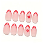 Kentrim Jelly Glue Red Kentrim Team Logo French Tip Press On Nails - 30 Pieces (15 Sizes)
