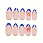 Press on Nails Kentrim Sports Team Logo Almond Press On Nails - 30 Pieces (15 Sizes) Blue