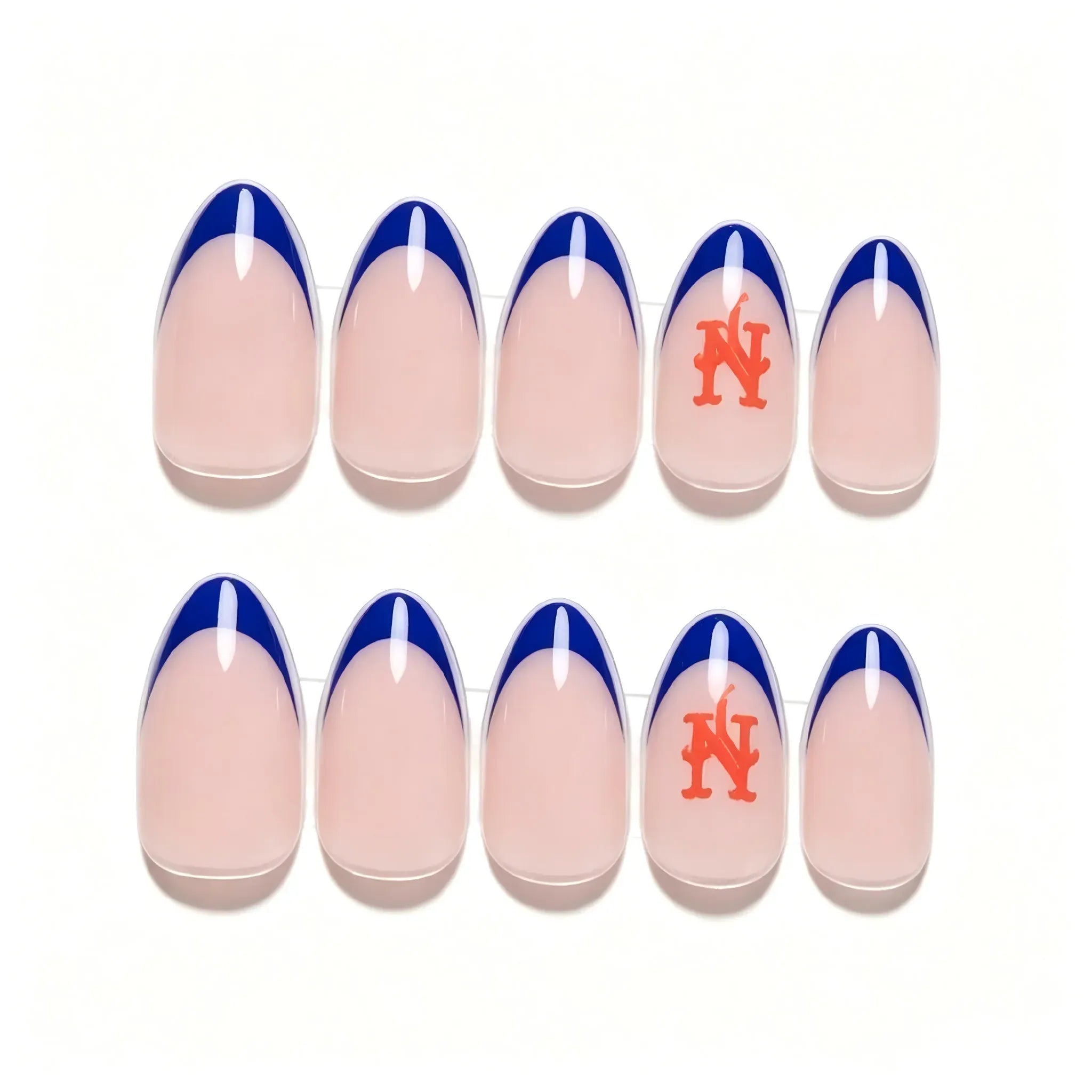 Press on Nails Kentrim Sports Team Logo Almond Press On Nails - 30 Pieces (15 Sizes) Blue