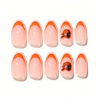 Kentrim Jelly Glue Orange Kentrim Team Logo French Tip Press On Nails - 30 Pieces (15 Sizes)
