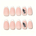 Kentrim Jelly Glue White Kentrim Team Logo French Tip Press On Nails - 30 Pieces (15 Sizes)