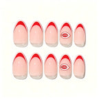 Kentrim Jelly Glue Hot Pink Kentrim Team Logo French Tip Press On Nails - 30 Pieces (15 Sizes)