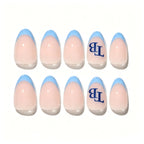 Kentrim Jelly Glue Light blue Kentrim Team Logo Almond Press On Nails - 30 Pieces (15 Sizes)