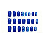 Kentrim Jelly Glue Blue Kentrim Klein Blue Marble Medium Square Press On Nails - 24 Pieces (12 Sizes)