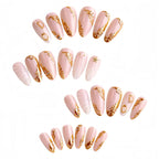 Kentrim Jelly Glue Gold Kentrim Gold Accent Almond Press On Nails - 24 Pieces (12 Sizes)