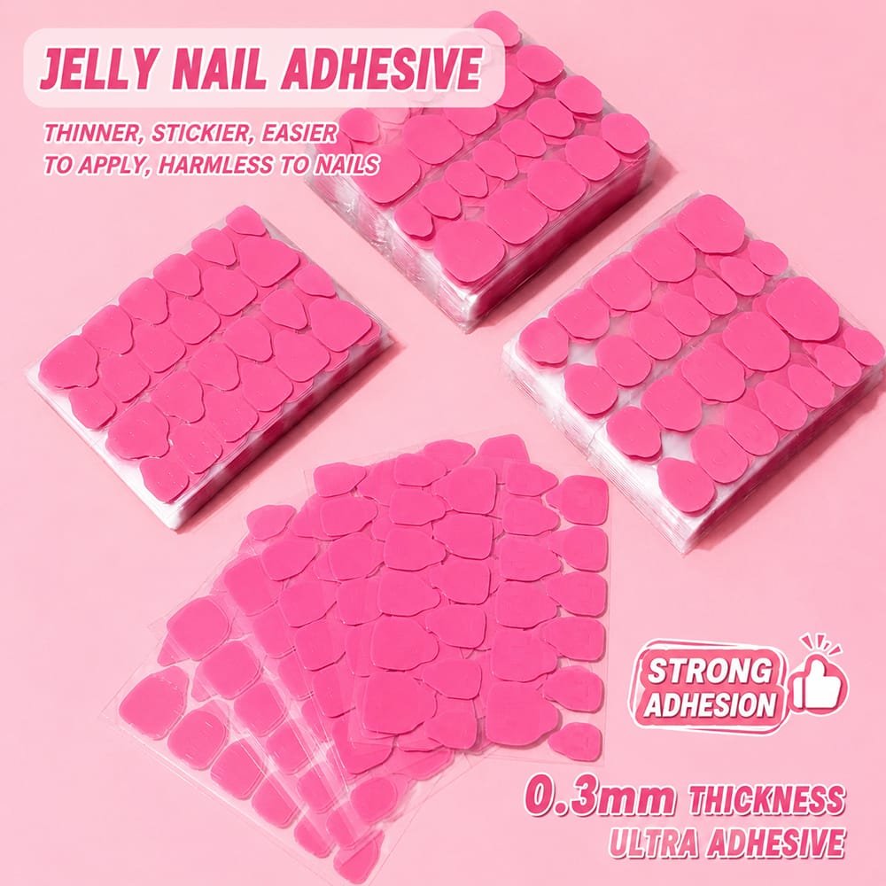 Nail Adhesive Tabs | Jelly Sticky Pads for Reusable Press On Nails, 24 Pcs, 15 Sizes - Kentrim Main image