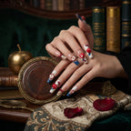 Kentrim Jelly Glue Red Kentrim Snow White Themed 3D Apple & Bow Long Square Press On Nails - 30 Pieces (15 Sizes)
