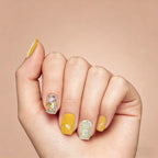 Kentrim Yellow Glitter Polka Dot Short Square Press On Nails - 10 Pieces (Single Size)