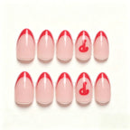 Press on Nails Kentrim Sports Team Logo Almond Press On Nails - 30 Pieces (15 Sizes) Pink