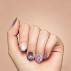 Kentrim Purple Silver Cat Eye Press On Nails - 10 Pieces (Single Size, Square/Round)