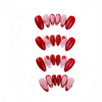 Kentrim Red French Press On Nails with 3D Flower & Shell Details - 24 Pieces (12 Sizes)