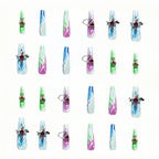 Kentrim Jelly Glue Green Kentrim Neon Lightning Red Gem Press On Nails - 30 Pieces (15 Sizes)