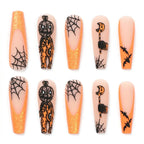 Kentrim Jelly Glue Yellow Kentrim Vintage Halloween Scarecrow Long Coffin Press On Nails - 24 Pieces (12 Sizes)