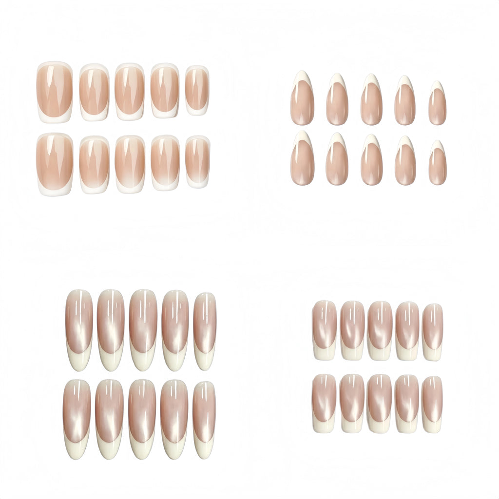 Kentrim French Tip Press On Nails - 120Pieces, 15 Sizes, 4 Shapes