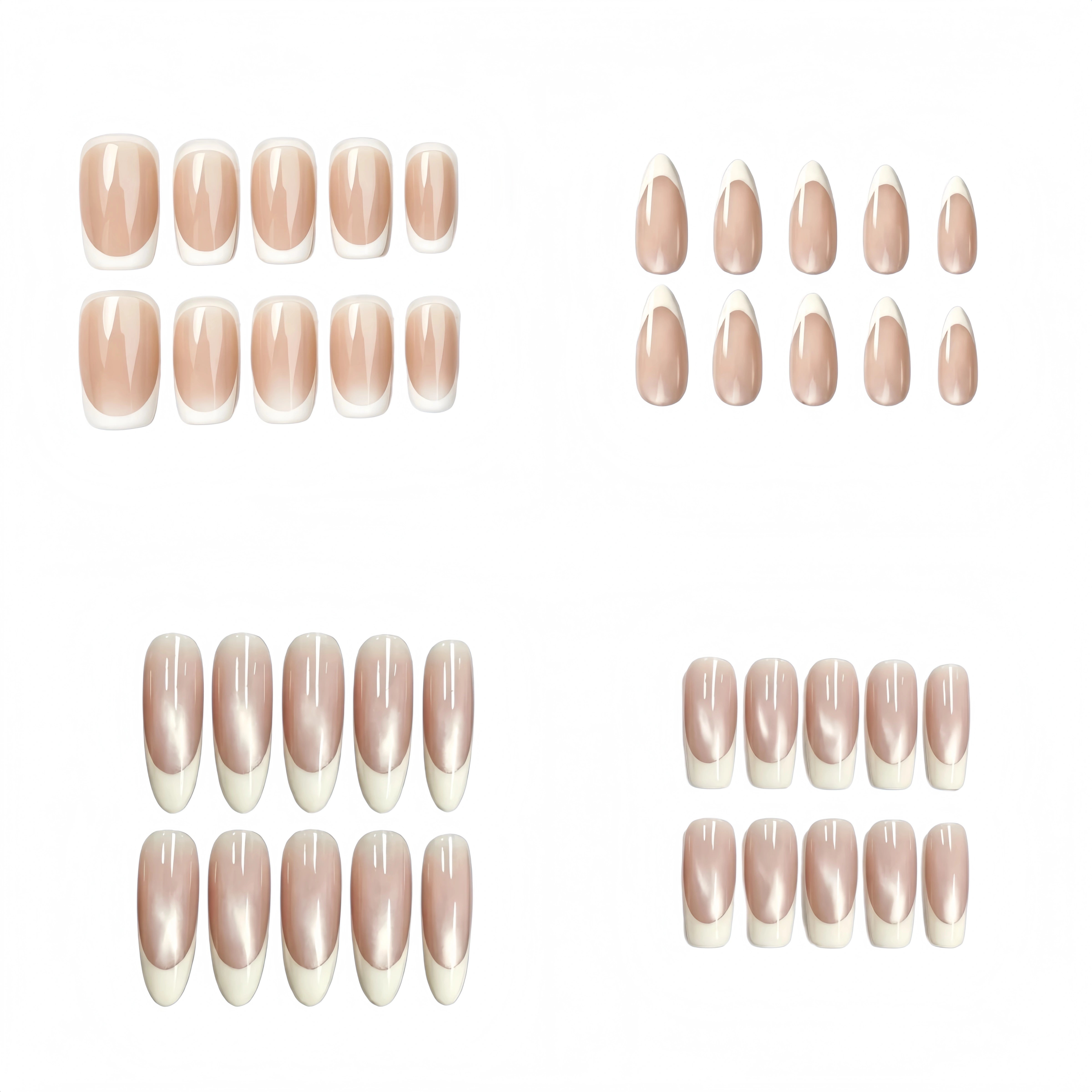 Kentrim French Tip Press On Nails - 120Pieces, 15 Sizes, 4 Shapes Main image