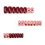 Kentrim Jelly Glue Red Kentrim Wine Red Tortoiseshell & Heart Medium Square Press On Nails - 24 Pieces (12 Sizes)